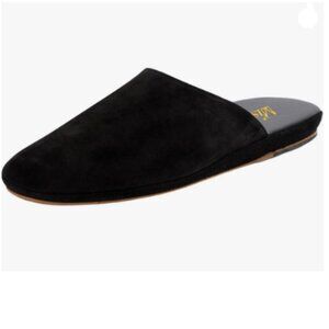 miss left Black Rounded Toe Mules Backless Slip On Slippers Indoor Shoes